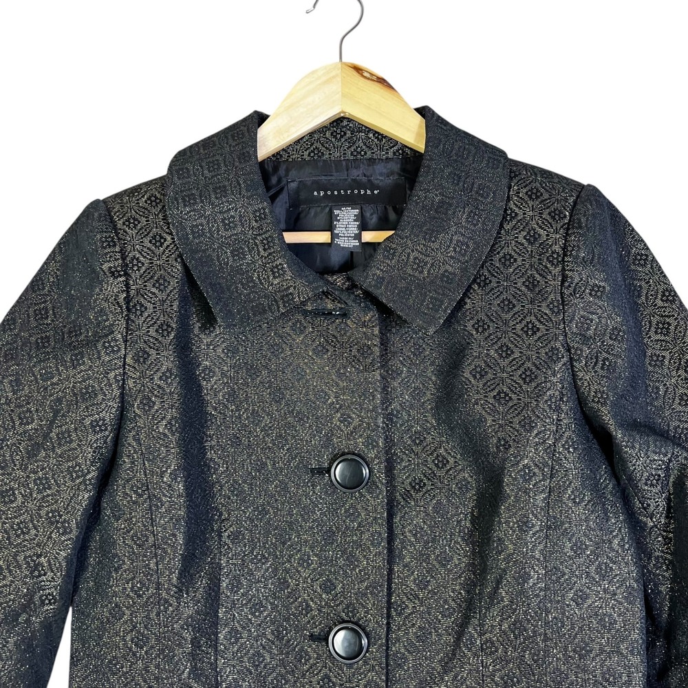 Apostrophe Black Gold Metallic Pattern Brocade Bl… - image 2